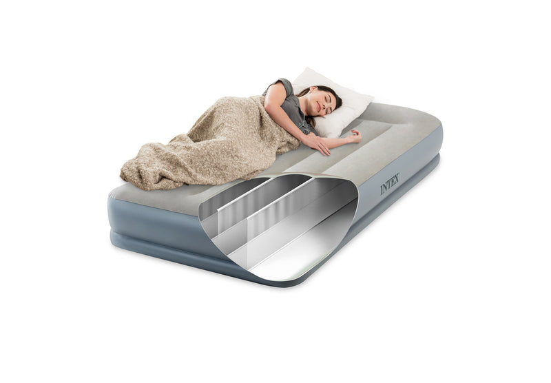Load image into Gallery viewer, Intex® Single Pillow Rest Mid-Rise Airbed With Built In Electric Pump 99cm x 1.91m x 30cm
