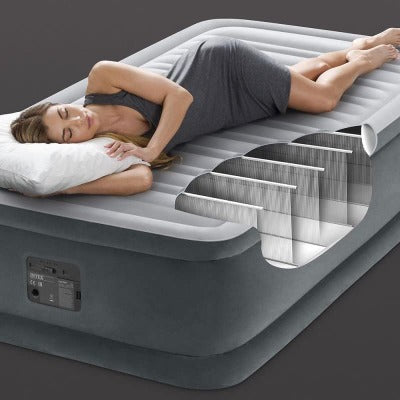 Intex® Dura-Beam Deluxe Comfort Plush 99cm x 1.91m x 46cm High Single Airbed with Built-In Pump