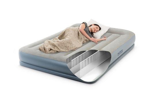 Intex® Queen Pillow Rest Mid-Rise Airbed Standard with Fibre-Technology™ and Built In Pump 1.52m x 2.03m x 30cm