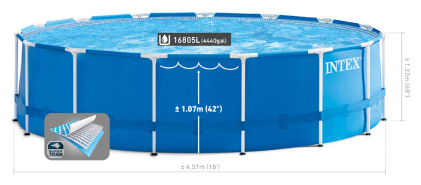 Load image into Gallery viewer, Intex® 4.57m x 1.22cm Metal Frame Pool set
