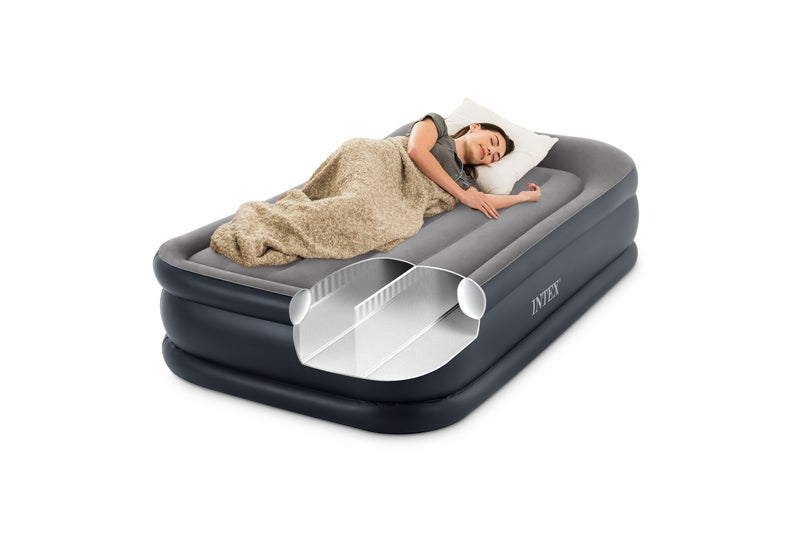 Load image into Gallery viewer, Intex Twin Deluxe Pillow Rest Airbed with Fiber Tech &amp; Built In Pump

