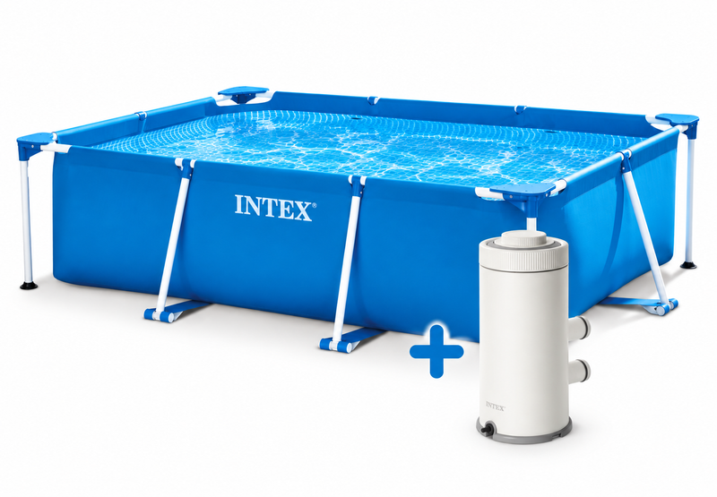 Load image into Gallery viewer, Intex® 2.2m X 1.5m X 0.6m Rectangle Pool + 530 GPH Cartridge Filter Pump
