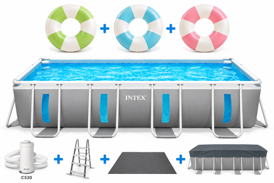 Intex® Prism Frame Rectangular Pool + 3 Cabana Tubes Bundle
